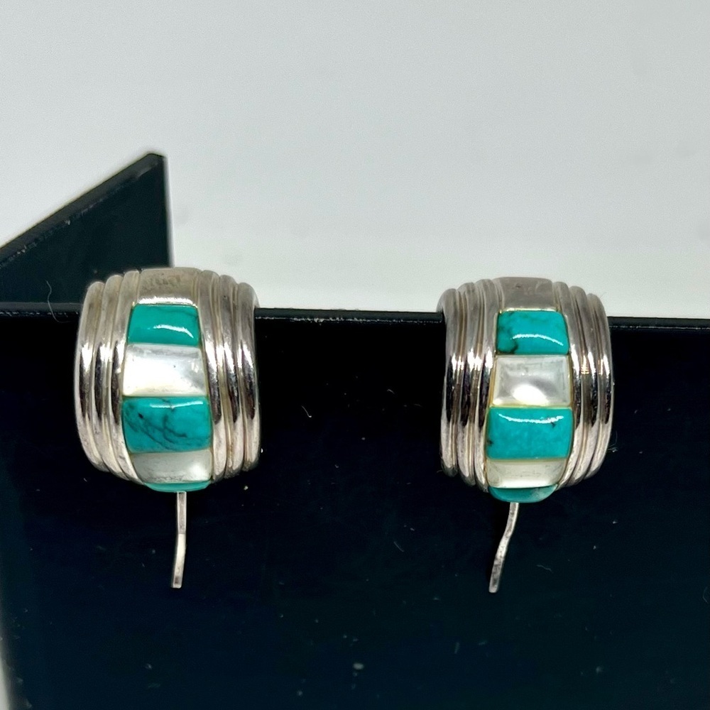 Sterling Silver Turquoise & MOP Earrings